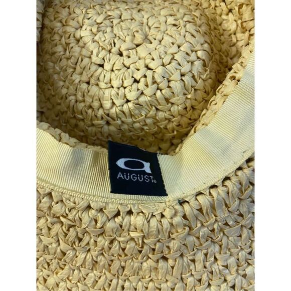 Nine West Packable woven paper hat feather bow new - Picture 4 of 6